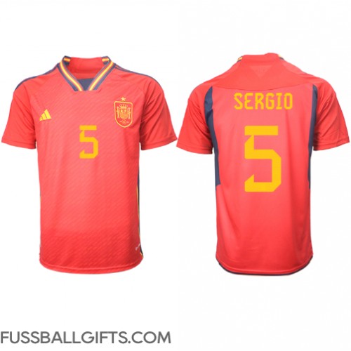 Spanien Sergio Busquets #5 Fußballbekleidung Heimtrikot WM 2022 Kurzarm